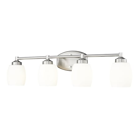 Z-Lite Kendrick 4 Light Vanity, 31.25in. W x 8.5in. H, Brushed Nickel 745-4V-BN